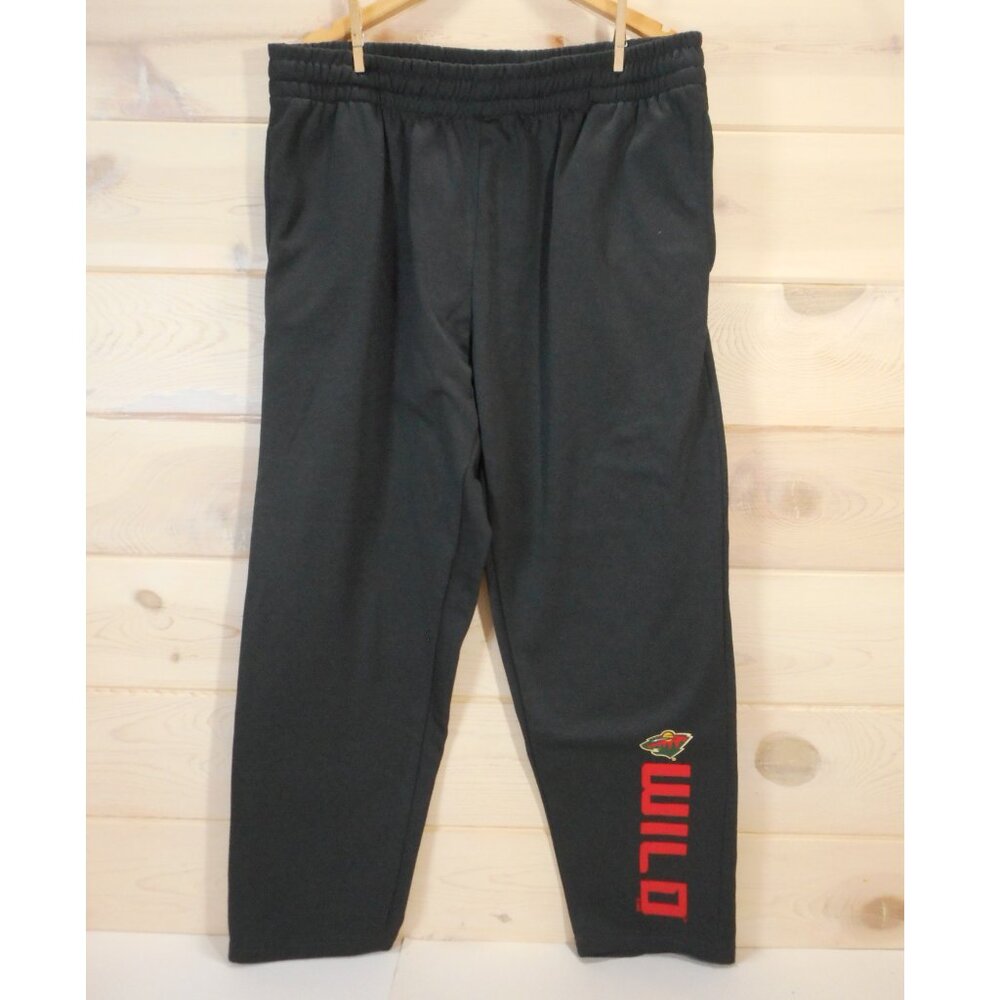 NHL Minnesota Wild Mens Size XL Sweatpants Dark Gray Athletic Logo Elastic Waist